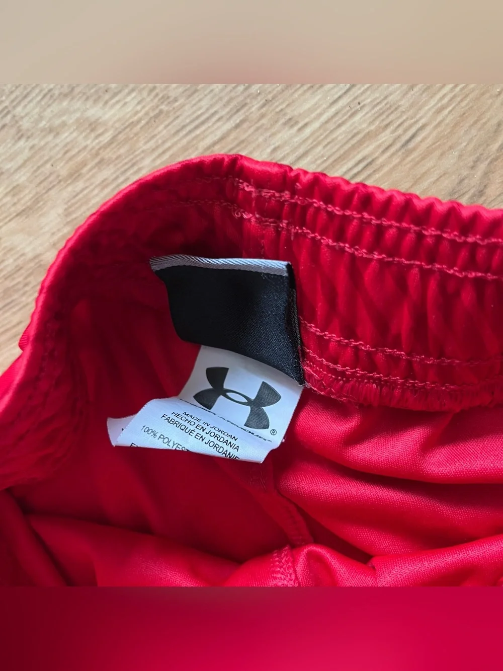 Under Armour Red Boys' Athletic Shorts with Blue Logo 5